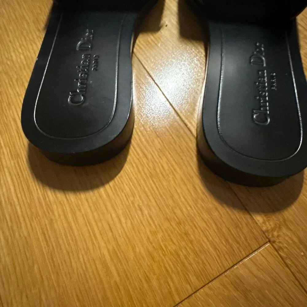 Dior Revolution Slides Black Leather and Rhinestones size 37